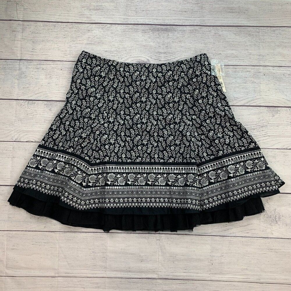 Apt. 9 Woman Skirt sz 18W Plus Black Pattern A-Line Tulle 24" Length New NWT